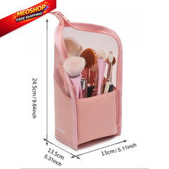 Linsiter Makeup Brush Travel Case Stand Up, High Capacity pink