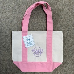 NWT Trader Joe’s Mini Pastel Canvas Tote Bags, 3 Colors: Blue, Purple, Pink