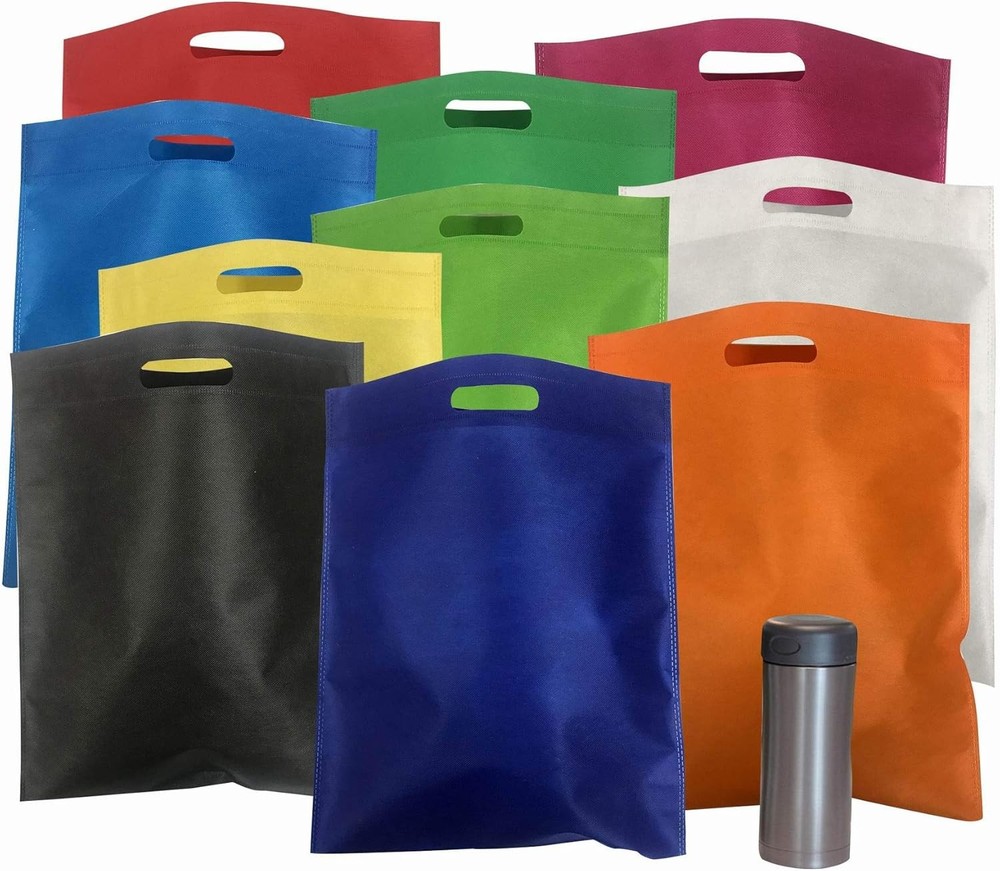 Leofi Bulk 50 Pack Mega 15″ x 16″ Cutout Handle Tote Assortment Ideal Grocery
