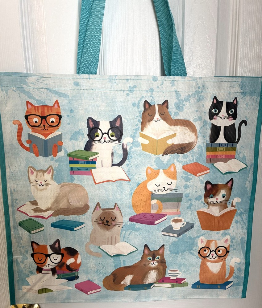 Reusable Cat Book Tote Bag 19.5×18 Marshalls Eco Friendly Shopping Bag