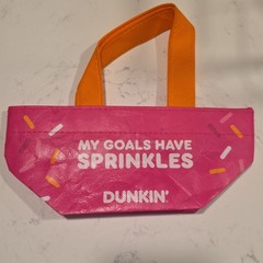 Dunkin’ Pink Foldable Tote Bag My Goals Have Sprinkles Orange Handles