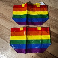 SET of 2 Ikea STORSTOMMA Small Reusable Shopping Bag Rainbow LGBTQ+ Pride New