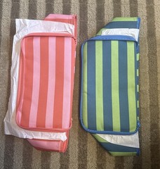 Trader Joe’s Summer Fun Stripe Mini Insulated Tote Set of 2 Bags 1 Blue 1 Pink