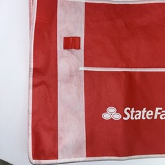 State Farm Tote Book Grocery Bag, White and Red Adjustable Strap
