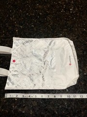 Lulu Reusable Shopping Bag Snap Closure White Graphic Quotes breathe deeply