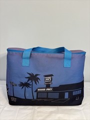 Trader Joe’s Insulated Zipper Cooler Bag Blue Reusable Tote Beach Grocery