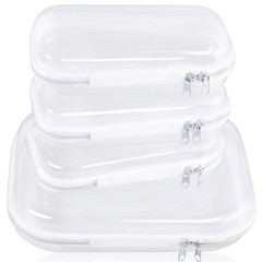 COCPOK 4PCS Clear Hard Shell Zipper Cases, Plastic Cosmetic Bag with