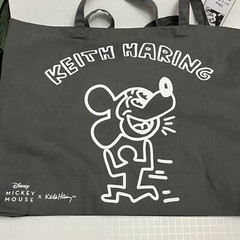 Primark Keith Haring Mickey Mouse Tote Bag Gray Disney Art Classic Cotton New