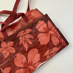 Trader Joe’s Reusable Shopping Bag Red Hibiscus Retired Tote Grocery