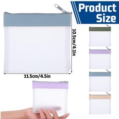 HJZHII 4 Pack Small Clear Pouch, Zipper Blue, Green, Purple, White