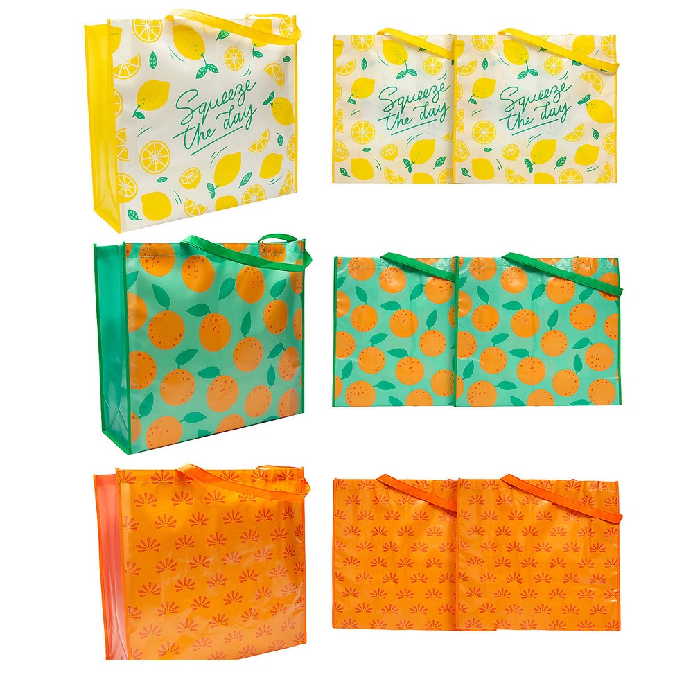Fun Express 19″ x 17 1/2″ Extra Large Summer Fruits Laminated Shopper Tote Bags