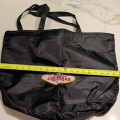Large Black Foldable Nylon Reusable Shopping Bag Las Vegas Embroidery