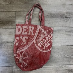 RARE Red Trader Joe’s Very Denim Canvas Logo Red Tote Bag