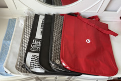 3 of Lululemon Reusable Shopping Gift Bag Yoga Logo Small Tote-Black /Red /Gray