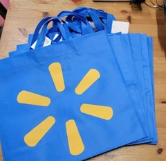 6 NEW Blue Heavy Duty Reusable Walmart Shopping Bags Wal-Mart Logo NEW!
