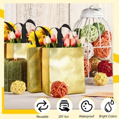80 PCS Gift Bags Set Reusable Glossy Grocery Tote Handle Gold Black