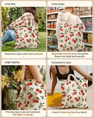 Aesthetic Cherry Tote Bag – with Magnetic Buckle and Zipper Inner Pocket for …