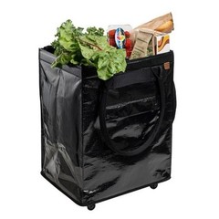 CleverMade Foldable Tote Bag on Wheels Soft Grip Black Capacity: 90L & 75 lbs.