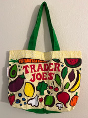 Trader Joe’s Shopping Bag Fruit & Vegetable 100% cotton MADE in USA Vintage