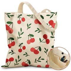 Aesthetic Cherry Tote Bag – with Magnetic Buckle and Zipper Inner Pocket for …
