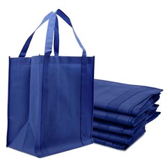 Novel Box 5 Pack Royal Blue Non-Woven Reusable Reinforced Grocery Tote Bags 1…