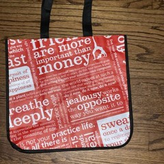 Lululemon Manifesto Red Foldable Reusable Shopping Bag Polyester Modern All-Over