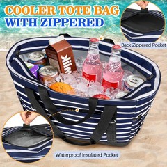 Soft Cooler Bag Insulated Travel Large Grocery Zippered PEVA Collapsible