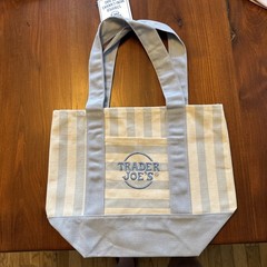 TRADER JOE’S MINI PASTEL STRIPE CANVAS TOTE BAGS SET Of 4 PINK BLUE GREEN BEIGE