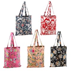 CPC Mix Cotton Floral Foldable Reusable Shopping Tote Bag 15×16 Inch