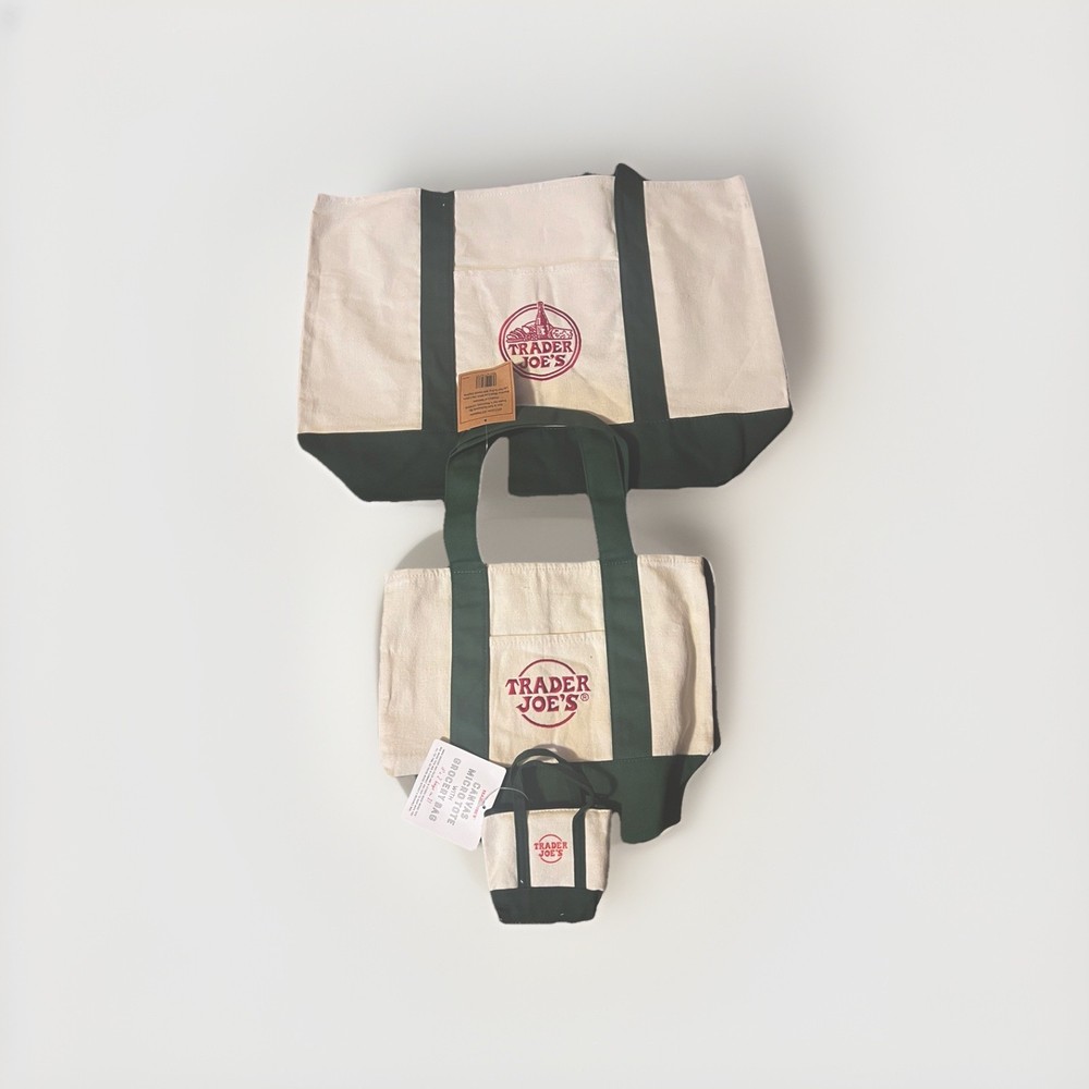 Trader Joe’s Mini Pastel assorted colors, Canvas Tote Bags set collection
