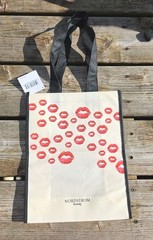 Vintage Sephora Tote Reusable Plastic Shopping Bag, Black White &Red Lips 9x12x4