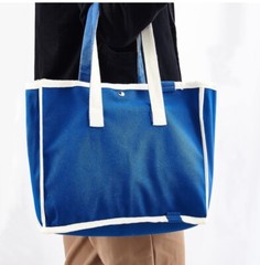 Reusable Canvas Eco Tote Bag Foldable Washable Dark Blue Kitchen Grocery Beach