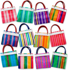 12 mini bolsas mexicanas Tote Mercado de 5 pulgadas por 5 pulgadas