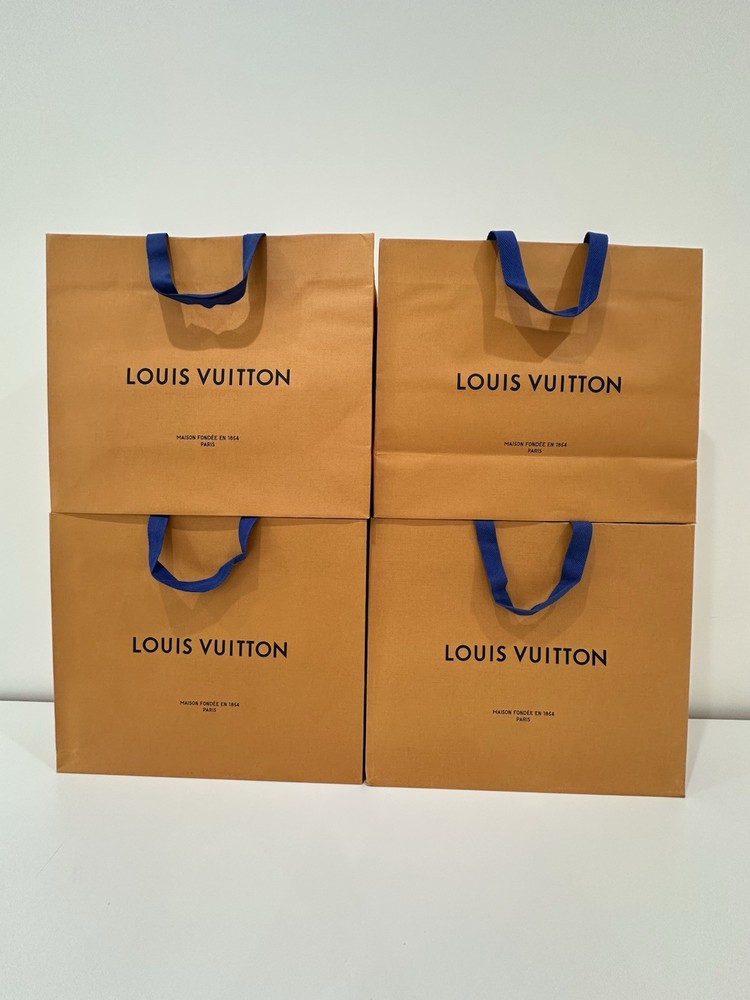 4 Louis Vuitton Orange Paper Shopping Bags|Set of 4| 15.5×13.5×6.5 inches