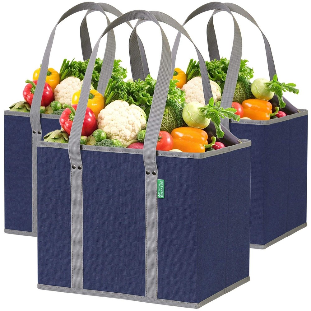 Reusable Grocery Bags (3 Pack) – Heavy Duty Reusable Shopping Bags with Box S…