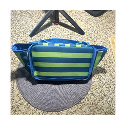 Trader Joe’s Striped Mini Insulated Zipper Tote Bag, Blue/Green