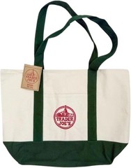 Trader Joe’s Large Canvas Tote Reusable Bag 20x14x6″ Green/White LIMITED EDITION