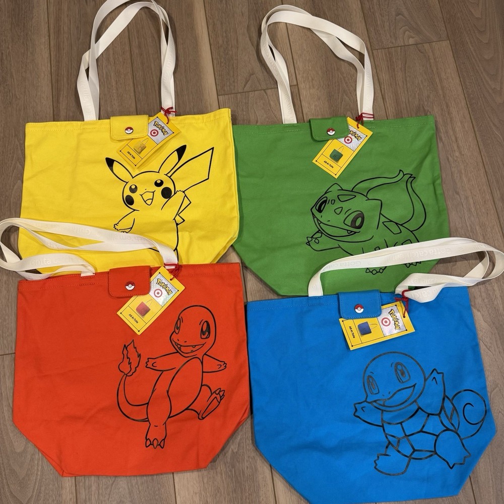 Full Set Of 4 Pokémon Target Exclusive Tote Bag NEW Limited Release