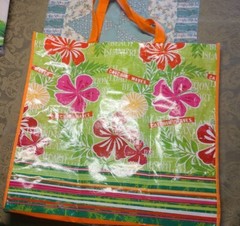 NEW CATCHIN’ WAVES SHOPPING BAG REUSABLE TRAVEL TOTE 19″ X 18.5″ X 7″