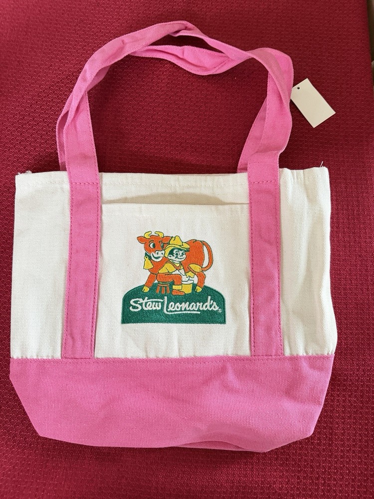 New Stew Leonard’s Limited Edition Mini Canvas Tote Bag 2026 Pink Embroidered