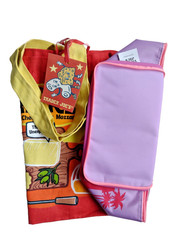 Combo Trader Joe’s Cotton Canvas Cheese Tote & Purple Pink 1.5 gal Lunch Bag