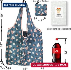 Reusable Grocery Bags, 6 Pack 50Lbs Foldable Fashion Washable Shopping Bags, Lar
