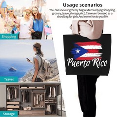 Puerto Rico Flag Large Tote Bag: Multi-use Women’s Shoulder Handbag for Travel