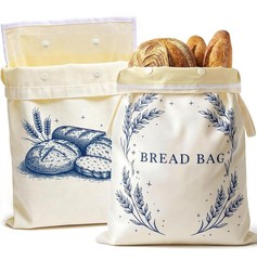 Removable Beeswax Bread Bags for Homemade & Sourdough, 2 Standard, Blue