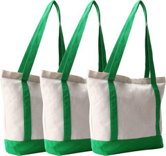Canvas Tote Bags, 16.5″X14″X5″, Heavy Duty Plain Canvas, Zipper Reusable Bulk Cl