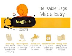 BAGPODZ -Reusable Sturdy Shopping Bags Compact Pod Clip Convenient – ORANGE