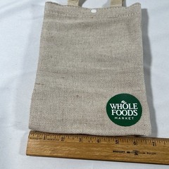 Whole Foods Reusable Tote Shopping Mini Beige Logo Snap Pretend Play Gift Bag