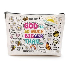 Inspirational Christian Gifts Cosmetic Bag Bible Verse Makeup God3