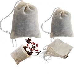 50 PCS Natural Unbleached Cotton Muslin Bags 3×4″+4×6″, Cream/Tan