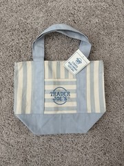 Trader Joe’s Mini Striped Canvas Tote Bag Blue/White 13x10x6 in New